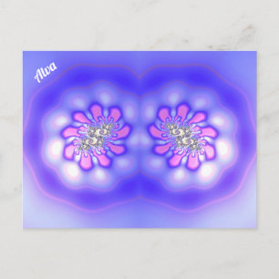 Postal ALVA ~ Diseño de fractal 3D ~ Rosa Azul Malva ~