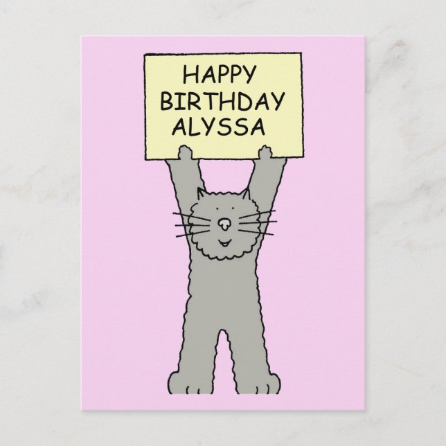 Postal Alyssa Personalizado de cumpleaños feliz (Anverso)