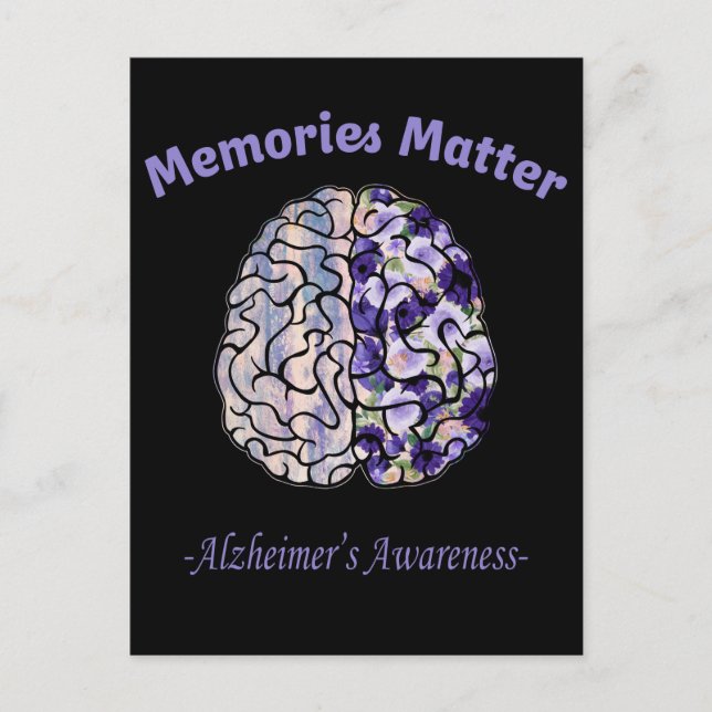 Postal Alzheimers Conciencia Flor cerebral colorida (Anverso)