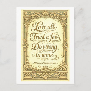 Postal "Ama a Todos, Confía en Pocos" Shakespeare