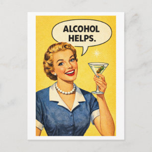 Postal Ama de casa de estilo vintage de los 50 "El alcoho