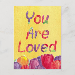 Postal Ama Tulipanes Acuarela Flores Brillantes