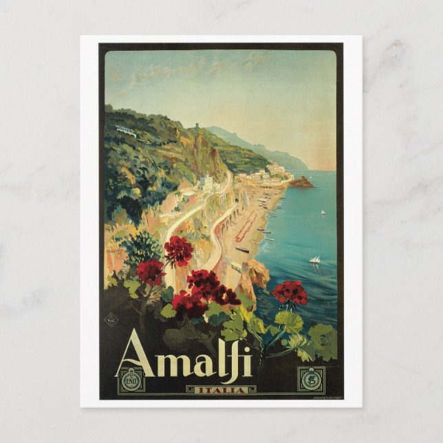 Postal Amalfi, afiche de la época italiana (Anverso)