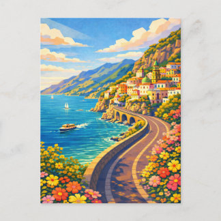 Postal Amalfi Coast Italy Riviera Vintage Travel