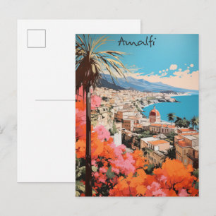 Postal Amalfi Italia Ciudad Viaje Pintura Estética