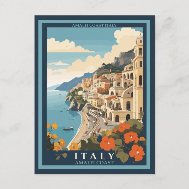 Postal Amalfi Italia Retro Travel Vintage (Anverso)