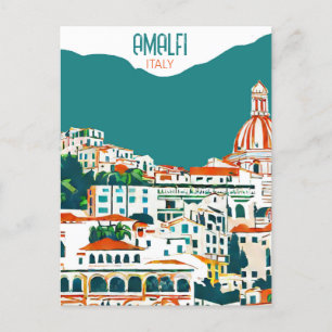 Postal Amalfi Italia Retro Viaje Art Vintage