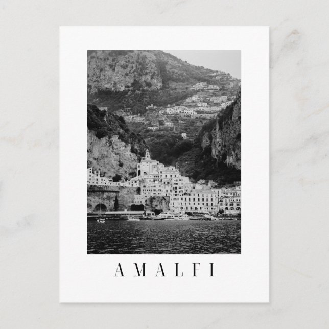Postal Amalfi town postcard in black and white (Anverso)