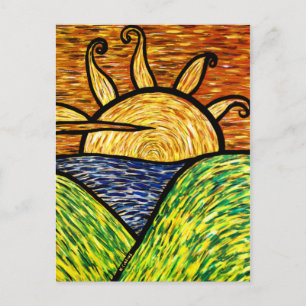 Postal Amanecer brillante abstracto