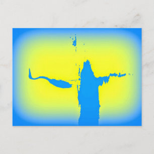 Postal amanecer de la garza azul