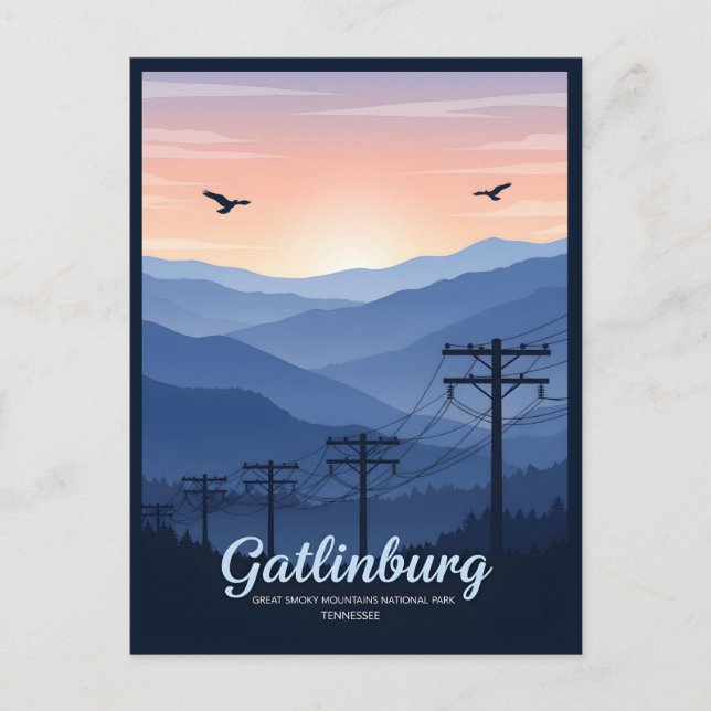 Postal Amanecer de las montañas de Gatlinburg Tennessee (Anverso)
