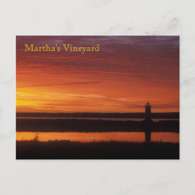Postal Amanecer del faro de Edgartown en el viñedo de Mar (Anverso)