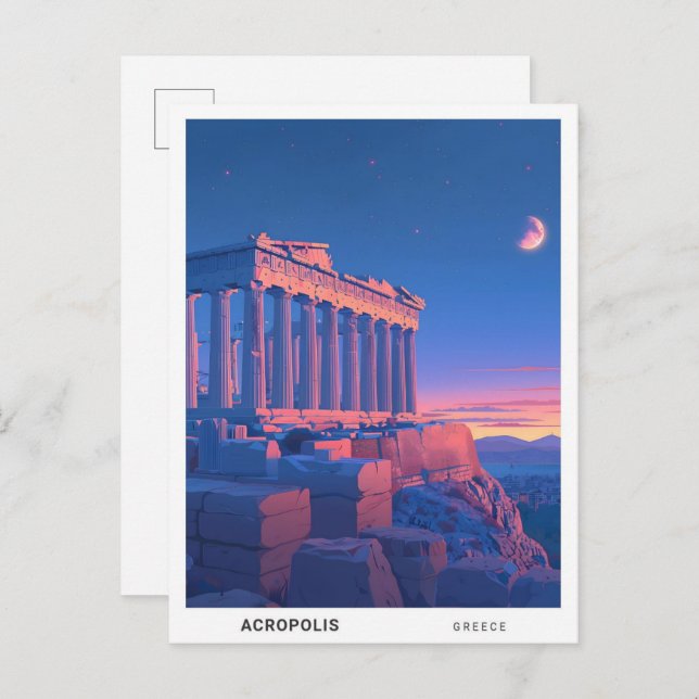 Postal Amanecer en Acrópolis Grecia Viajes (Anverso / Reverso)