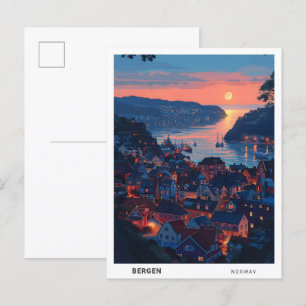 Postal Amanecer en Bergen Noruega Viaje
