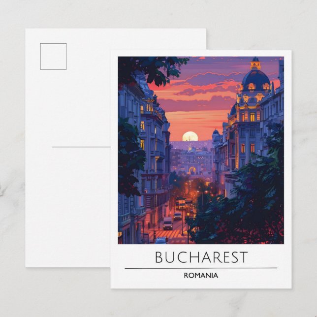 Postal Amanecer en Bucarest Rumania Viaje (Anverso / Reverso)