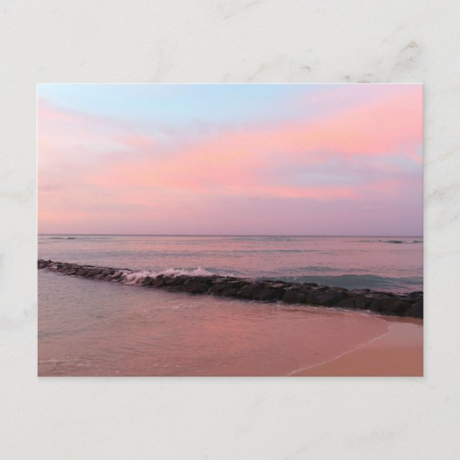 Postal Amanecer en la playa de Waikiki (Anverso)