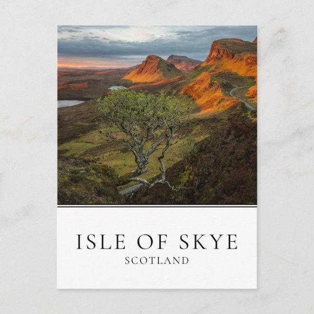 Postal Amanecer en las montañas Quiraing en Skye, Escocia (Anverso)