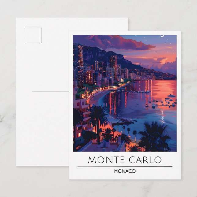Postal Amanecer en Monte Carlo Monaco Viajes (Anverso / Reverso)