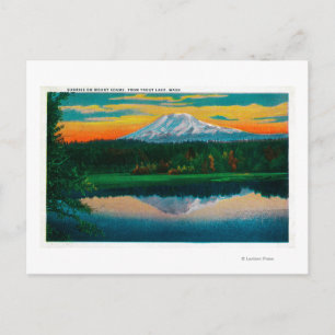 Postal Amanecer en Mount Adams desde el lago Trout, WA