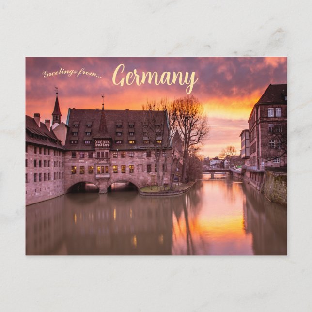 Postal Amanecer en Museumsbrücke en Nuremberg Alemania (Anverso)