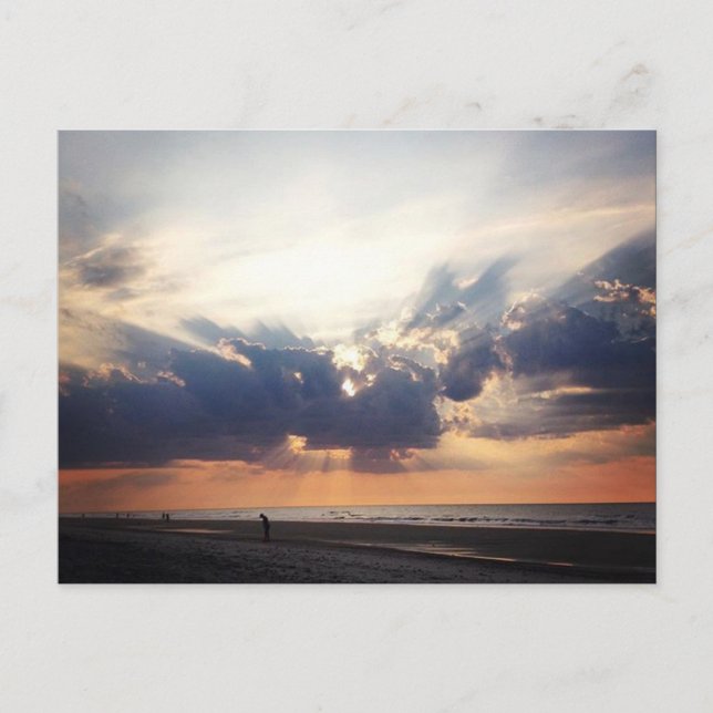 Postal Amanecer en playa Folly (Anverso)