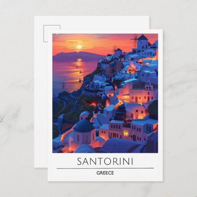 Postal Amanecer en Santorini Grecia Viajes (Anverso / Reverso)