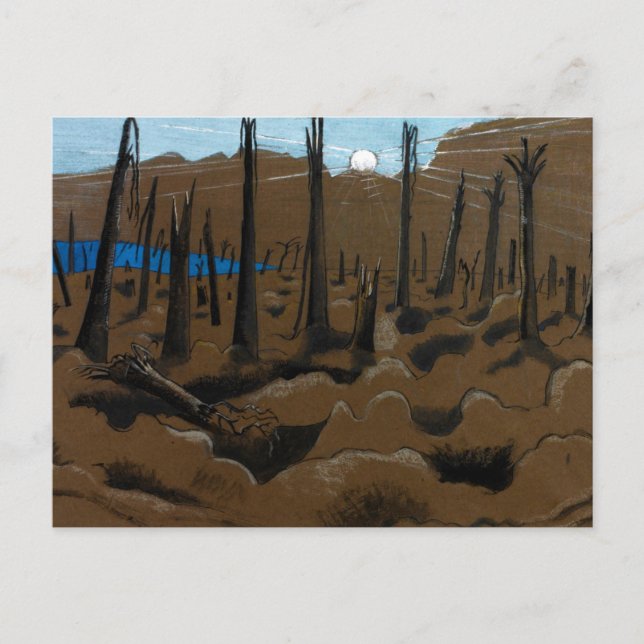 Postal Amanecer, Inverness Copse por Paul Nash (1918) (Anverso)