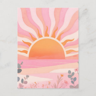 Postal Amanecer Pastel Boho Pradera