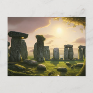 Postal Amanecer sobre el arte digital de Stonehenge