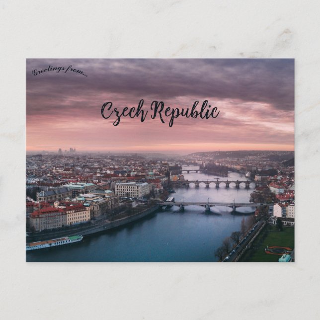 Postal Amanecer sobre Praga República Checa (Anverso)