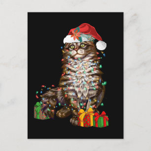 Postal Amante de gatos de Santa divertido gatito de Navid