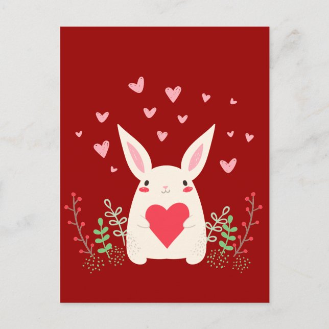 Postal Amante de Kawaii Bunny Personalizado (Anverso)