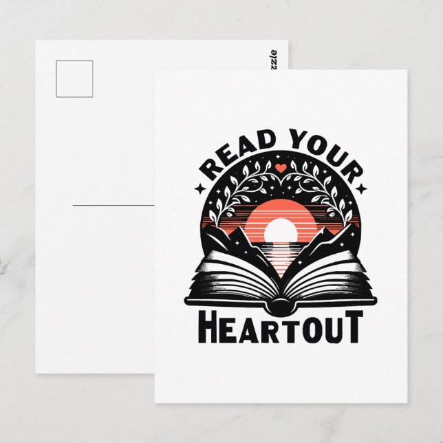 Postal Amante de la lectura Lee tu corazón Libro Nerd (Anverso / Reverso)