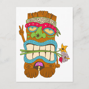 Postal Amante de la paz, loco floral tiki hippie
