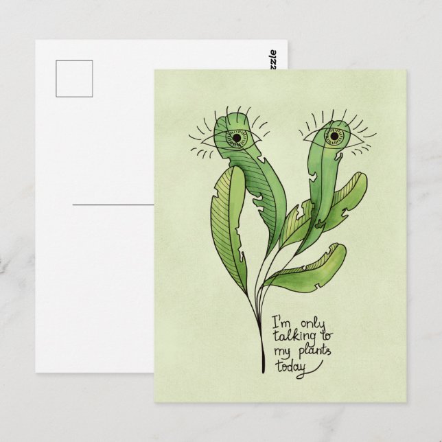 Postal Amante de la planta de juego de palabras graciosa  (Anverso / Reverso)