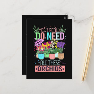 Postal Amante de la planta orquídea divertida