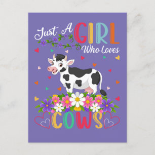 Postal Amante de las Vacas Solo una Chica que Ama las Vac