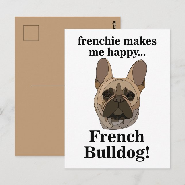 Postal Amante de Perro Cara de Bulldog Francés (Anverso / Reverso)