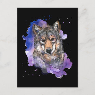 Postal Amante de Perros Coloridos Lobo