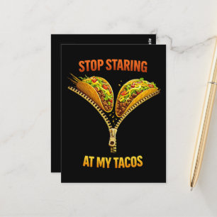 Postal Amante de Tacos Divertidos Deja de Mirar
