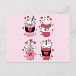 Postal Amante del café Latte del día de San Valentín