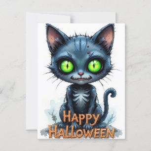Postal Amante del gato caprichoso de Halloween