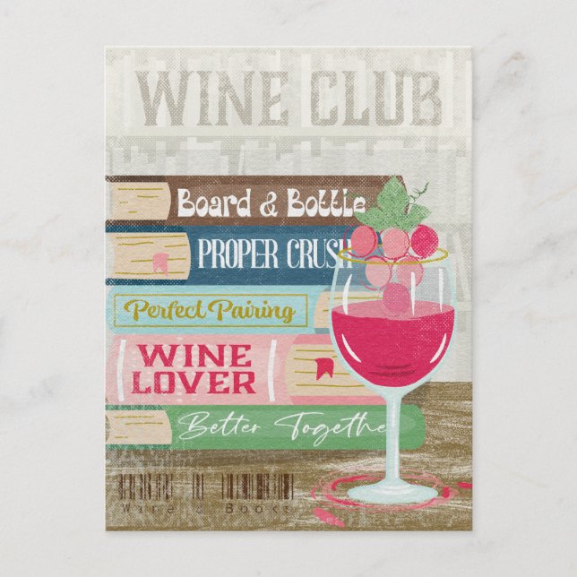 Postal Amante del libro de Wine Glass Stack Wine Club (Anverso)