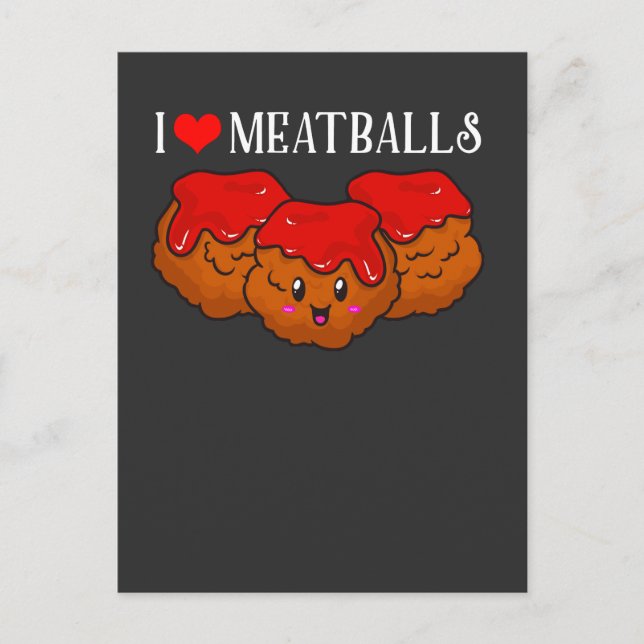 Postal Amante gracioso de Meatball Kawaii Fan de la comid (Anverso)