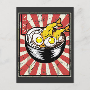 Postal Amante retro vintage japonés de deliciosos fideos