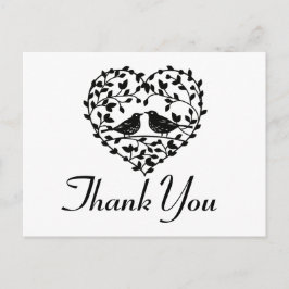 Postal Amantes Amantes Gracias Corazón Floral Blanco Y Ne