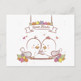 Postal Amantes amorosos rosados y marrones Boda amor