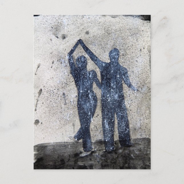 Postal Amantes bailando bajo la lluvia (Anverso)