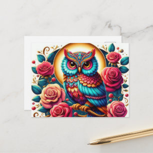 Postal Amantes de aves búhos lindos
