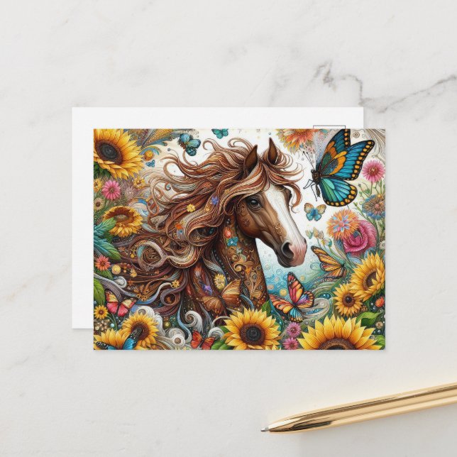 Postal Amantes de caballos de campo divertido (Anverso/Reverso In Situ)